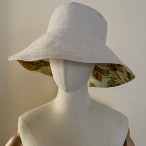 Reversible Natural Canvas / Vintage Floral Sun Hat